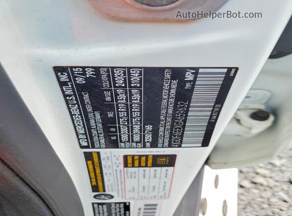 4JGDF6EEXGA659632 2016 MERCEDES-BENZ GL-CLASS White VIN sticker view