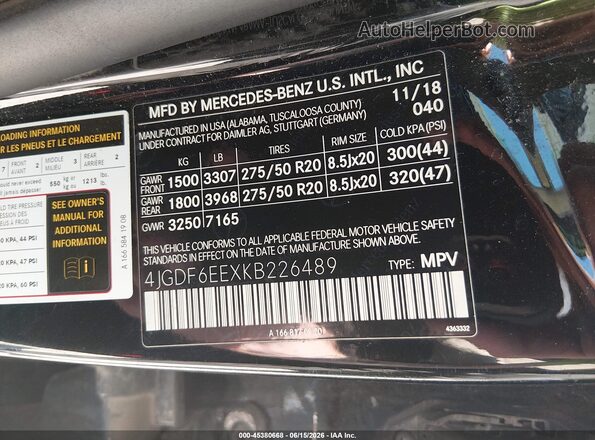 4JGDF6EEXKB226489 2019 MERCEDES-BENZ GLS 450 Black Вид підкапотного простору