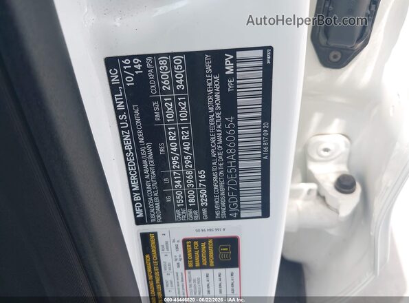 4JGDF7DE5HA860654 2017 MERCEDES-BENZ GLS 550 Белый Вид подкапотного пространства