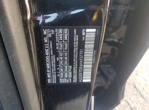 4JGDF7DE6HA937791 2017 MERCEDES-BENZ GLS Черный Вид наклейки с VIN-кодом