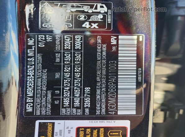 4JGDM2DB8PA011003 2023 MERCEDES-BENZ EQS Black Панорамний вид салону 360°