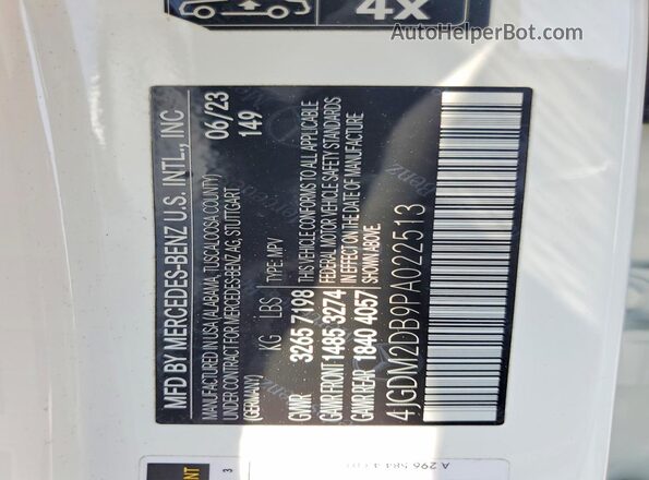 4JGDM2DB9PA022513 2023 MERCEDES-BENZ EQS White სალონის 360-გრადუსიანი ხედი