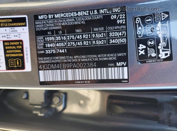 4JGDM4EB9PA002384 2023 MERCEDES-BENZ EQS Gray 