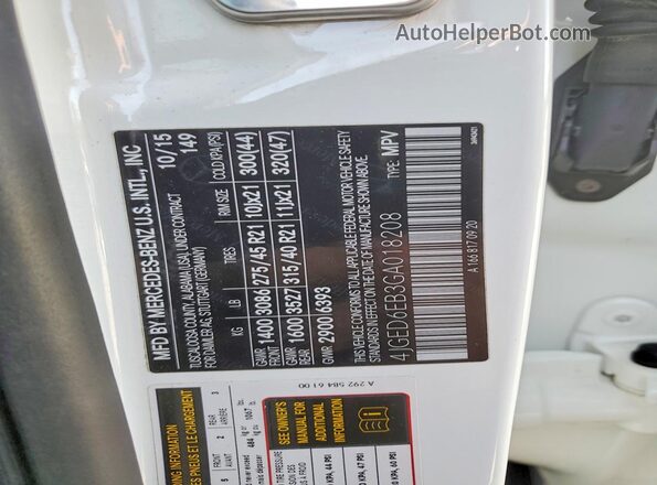4JGED6EB3GA018208 2016 MERCEDES-BENZ GLE White Շարժիչի բաժամունքի տեսք