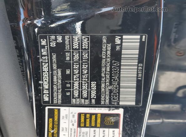 4JGED6EB4GA033767 2016 MERCEDES-BENZ GLE Black 