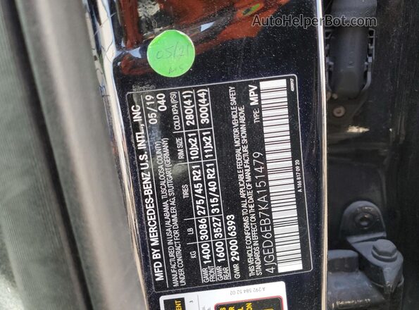 4JGED6EB7KA151479 2019 MERCEDES-BENZ GLE Black 