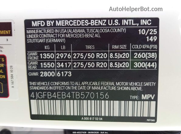 4JGFB4EB4TB570156 2026 MERCEDES-BENZ GLE 350 White 