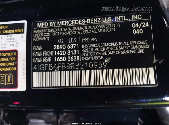 4JGFB4FB8RB210959 2024 MERCEDES-BENZ GLE 350 Black Engine compartment view