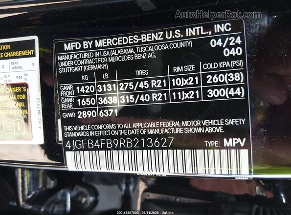 4JGFB4FB9RB213627 2024 MERCEDES-BENZ GLE 350 Black Вид підкапотного простору