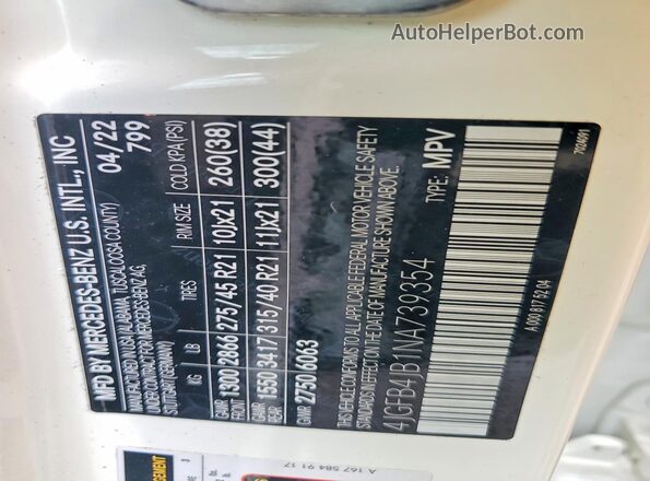 4JGFB4JB1NA739354 2022 MERCEDES-BENZ GLE White 