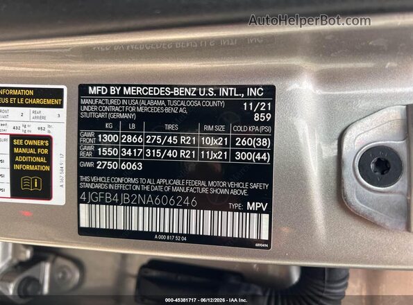 4JGFB4JB2NA606246 2022 MERCEDES-BENZ GLE 350 Champagne 
