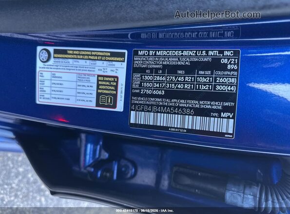 4JGFB4JB4MA546386 2021 MERCEDES-BENZ GLE 350 Blue 