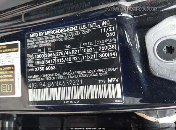 4JGFB4JB6NA632221 2022 MERCEDES-BENZ GLE 350 Black Вид підкапотного простору