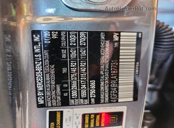 4JGFB4JB9LA187731 2020 MERCEDES-BENZ GLE Gray 