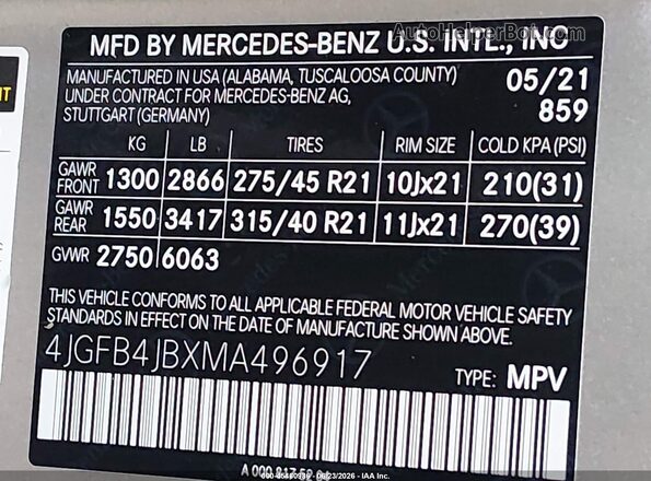 4JGFB4JBXMA496917 2021 MERCEDES-BENZ GLE 350 Champagne Շարժիչի բաժամունքի տեսք
