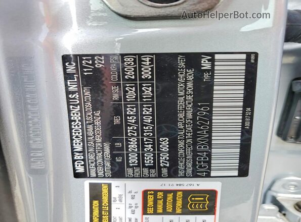 4JGFB4JBXNA627961 2022 MERCEDES-BENZ GLE Silver 