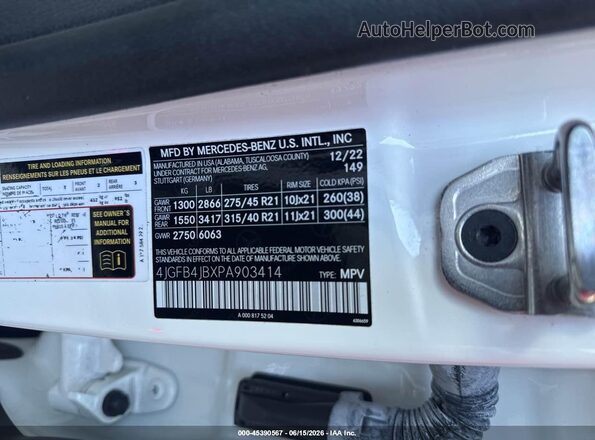 4JGFB4JBXPA903414 2023 MERCEDES-BENZ GLE White Widok komory silnika