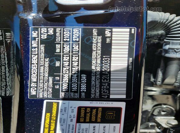 4JGFB4JE2LA200331 2020 MERCEDES-BENZ GLE Black VIN sticker view