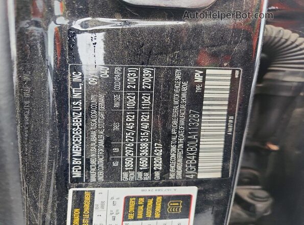 4JGFB4KB0LA113287 2020 MERCEDES-BENZ GLE Black VIN sticker view