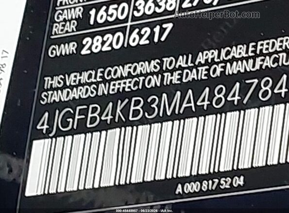 4JGFB4KB3MA484784 2021 MERCEDES-BENZ GLE 350 Black Widok komory silnika