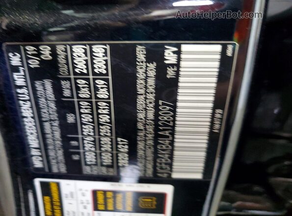 4JGFB4KB4LA128097 2020 MERCEDES-BENZ GLE Black Widok naklejki z numerem VIN