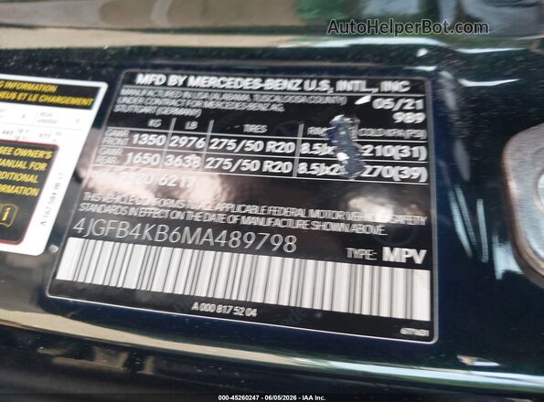 4JGFB4KB6MA489798 2021 MERCEDES-BENZ GLE 350 Black ძრავის განყოფილების ხედი