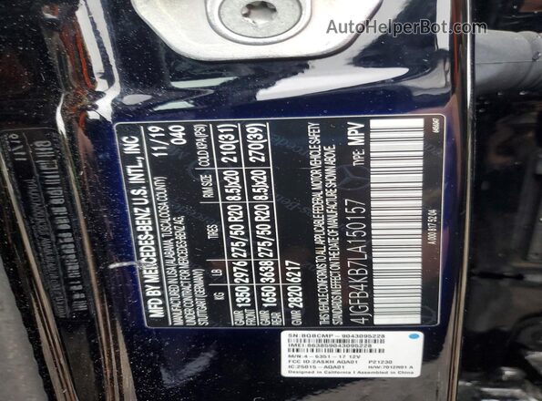 4JGFB4KB7LA150157 2020 MERCEDES-BENZ GLE Черный 