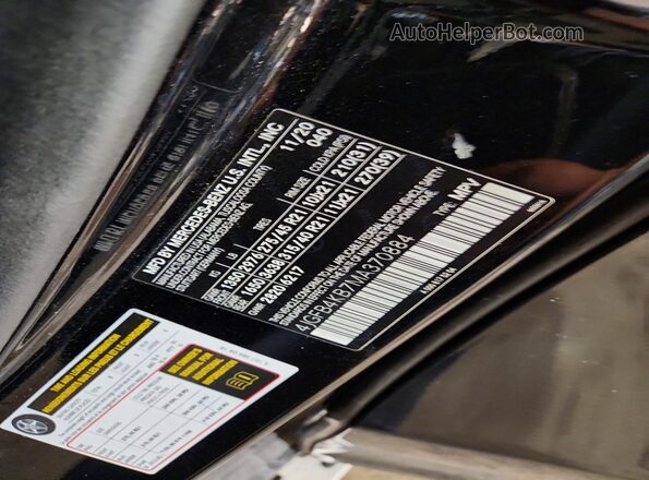 4JGFB4KB7MA370884 2021 MERCEDES-BENZ GLE Black Widok naklejki z numerem VIN