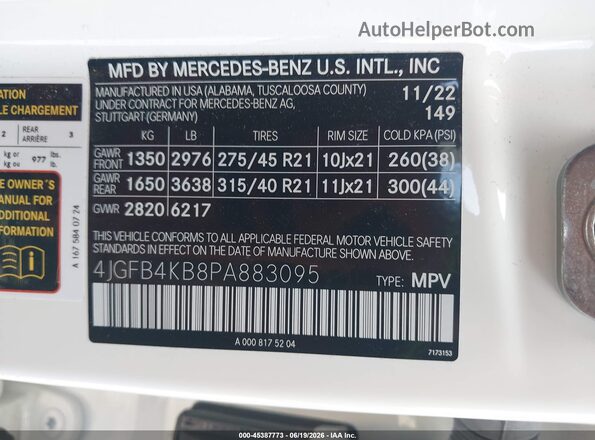 4JGFB4KB8PA883095 2023 MERCEDES-BENZ GLE 350 White Շարժիչի բաժամունքի տեսք