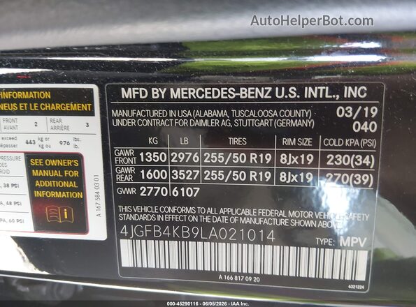4JGFB4KB9LA021014 2020 MERCEDES-BENZ GLE 350 Black Engine compartment view