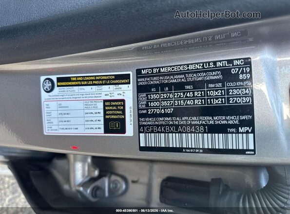 4JGFB4KBXLA084381 2020 MERCEDES-BENZ GLE 350 Gold Widok komory silnika