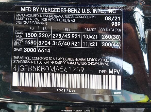 4JGFB5KB0MA561259 2021 MERCEDES-BENZ GLE 450 Green Շարժիչի բաժամունքի տեսք