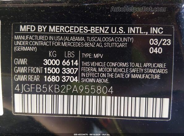 4JGFB5KB2PA955804 2023 MERCEDES-BENZ GLE 450 Black Widok komory silnika