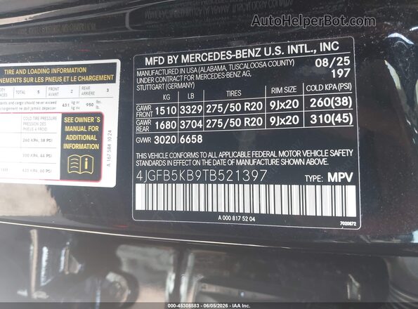 4JGFB5KB9TB521397 2026 MERCEDES-BENZ GLE 450 Black Շարժիչի բաժամունքի տեսք