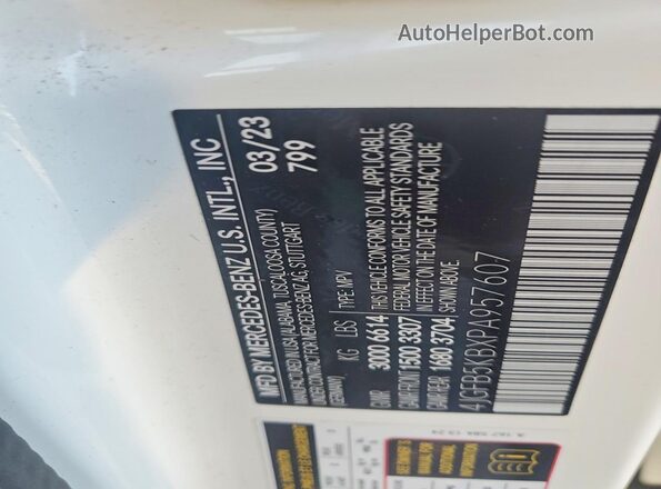 4JGFB5KBXPA957607 2023 MERCEDES-BENZ GLE Белый Вид наклейки с VIN-кодом