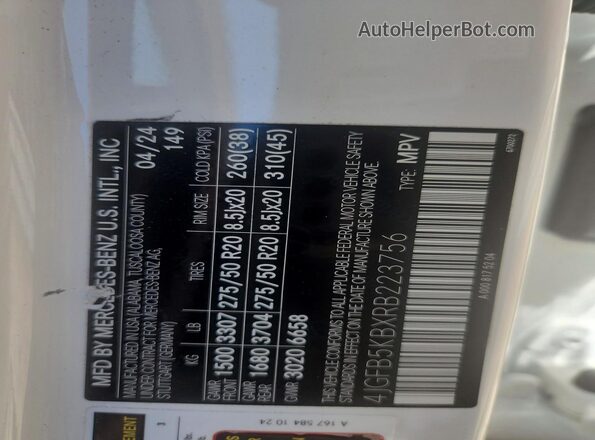 4JGFB5KBXRB223756 2024 MERCEDES-BENZ GLE White Widok komory silnika