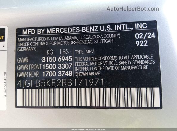 4JGFB5KE2RB171971 2024 MERCEDES-BENZ GLE 450 Silver Շարժիչի բաժամունքի տեսք