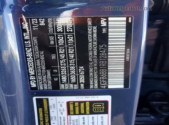 4JGFB6BB1RB128475 2024 MERCEDES-BENZ GLE Blue VIN կոդի պիտակի տեսք