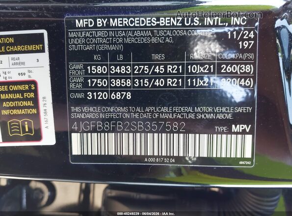 4JGFB8FB2SB357582 2025 MERCEDES-BENZ GLE 580 Black ძრავის განყოფილების ხედი