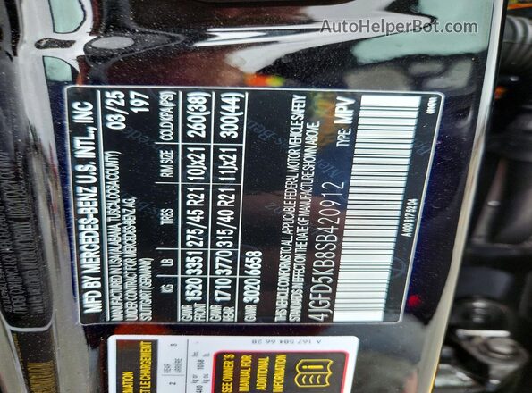 4JGFD5KB8SB420912 2025 MERCEDES-BENZ GLE Black VIN კოდის სტიკერის ხედი