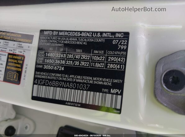 4JGFD6BB9NA801037 2022 MERCEDES-BENZ AMG GLE 53 COUPE White Vista del compartimento del motor