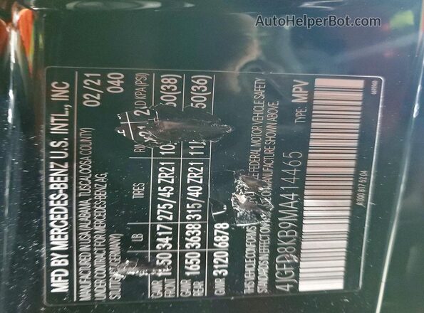 4JGFD8KB9MA414465 2021 MERCEDES-BENZ GLE Black Սալոնի 360 աստիճան տեսք