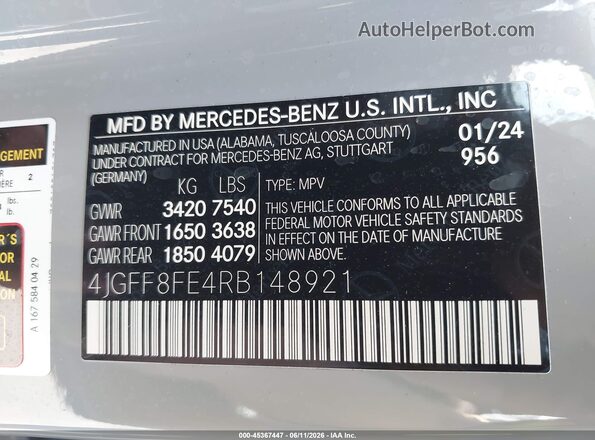 4JGFF8FE4RB148921 2024 MERCEDES-BENZ GLS 580 Gray Widok komory silnika