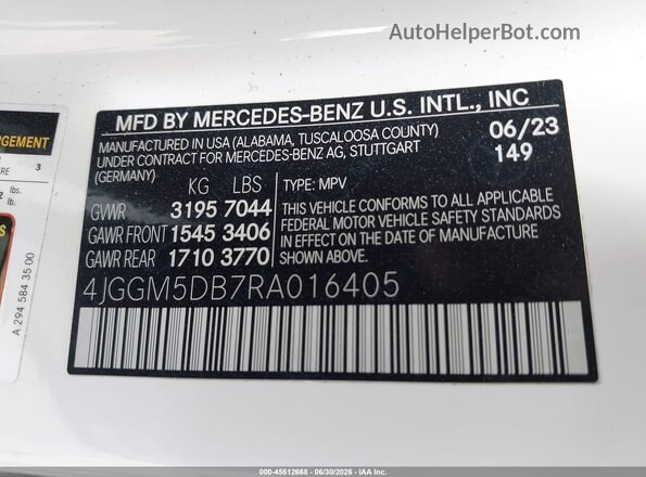 4JGGM5DB7RA016405 2024 MERCEDES-BENZ AMG White Вид підкапотного простору