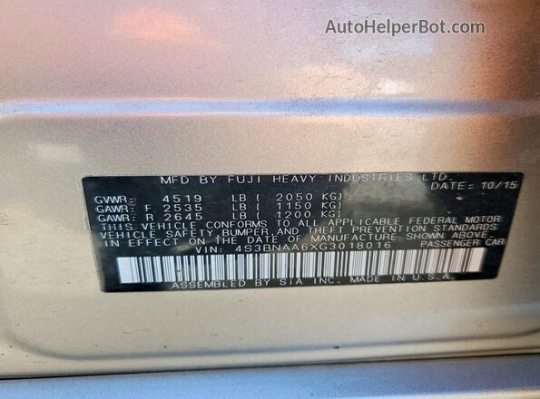 4S3BNAA6XG3018016 2016 SUBARU LEGACY Beige Widok komory silnika