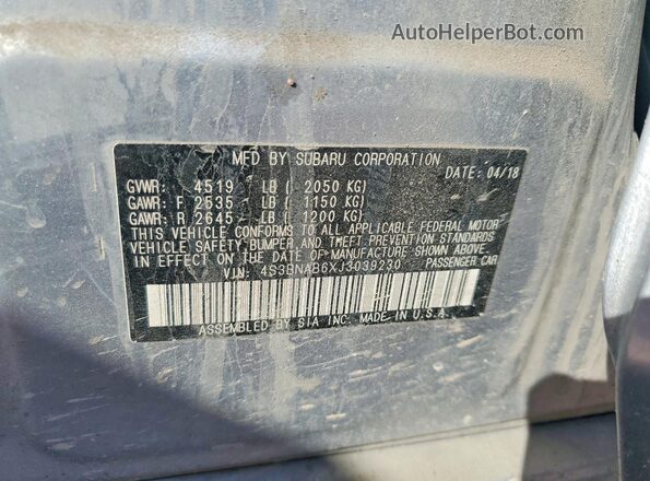 4S3BNAB6XJ3039230 2018 SUBARU LEGACY Silver 