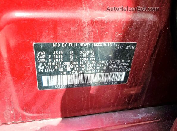 4S3BNAC63H3010256 2017 SUBARU LEGACY Бордовый Вид подкапотного пространства