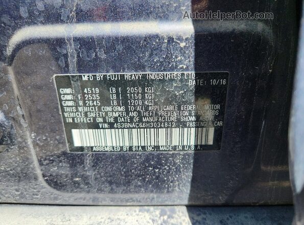 4S3BNAC66H3034812 2017 SUBARU LEGACY Gray 