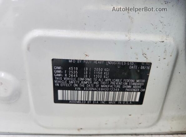 4S3BNAC69H3012349 2017 SUBARU LEGACY White 
