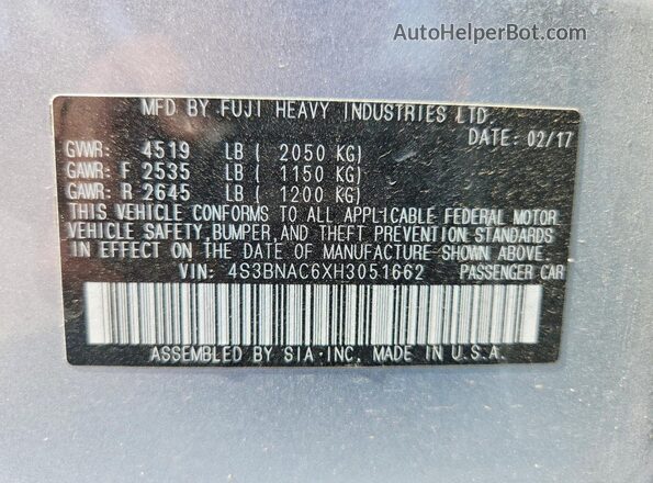 4S3BNAC6XH3051662 2017 SUBARU LEGACY Silver Շարժիչի բաժամունքի տեսք